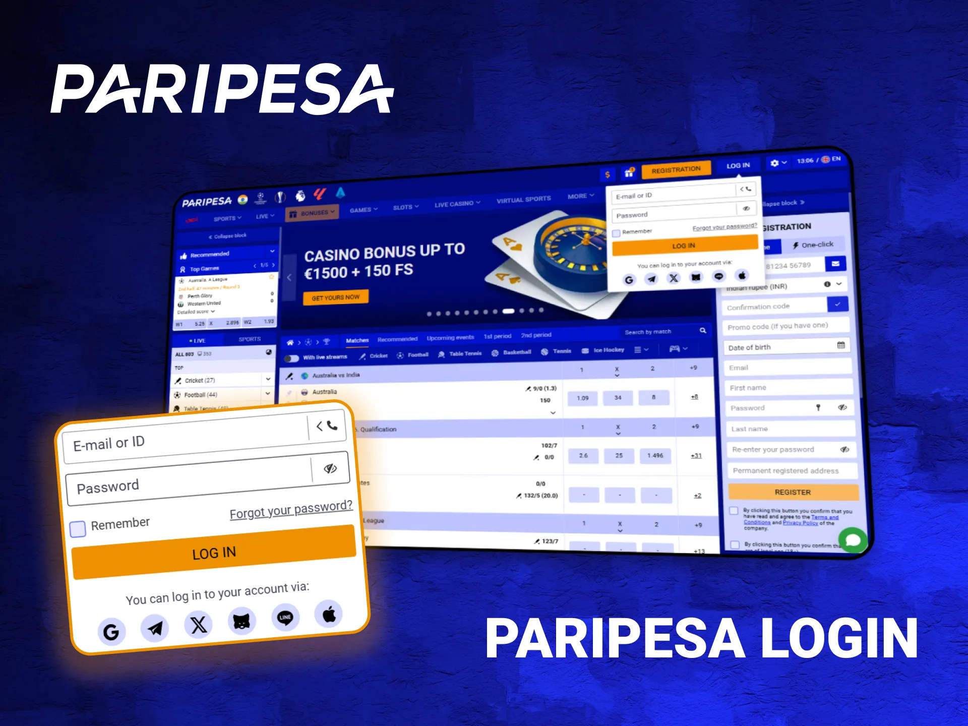 Log in to the PariPesa website in India.