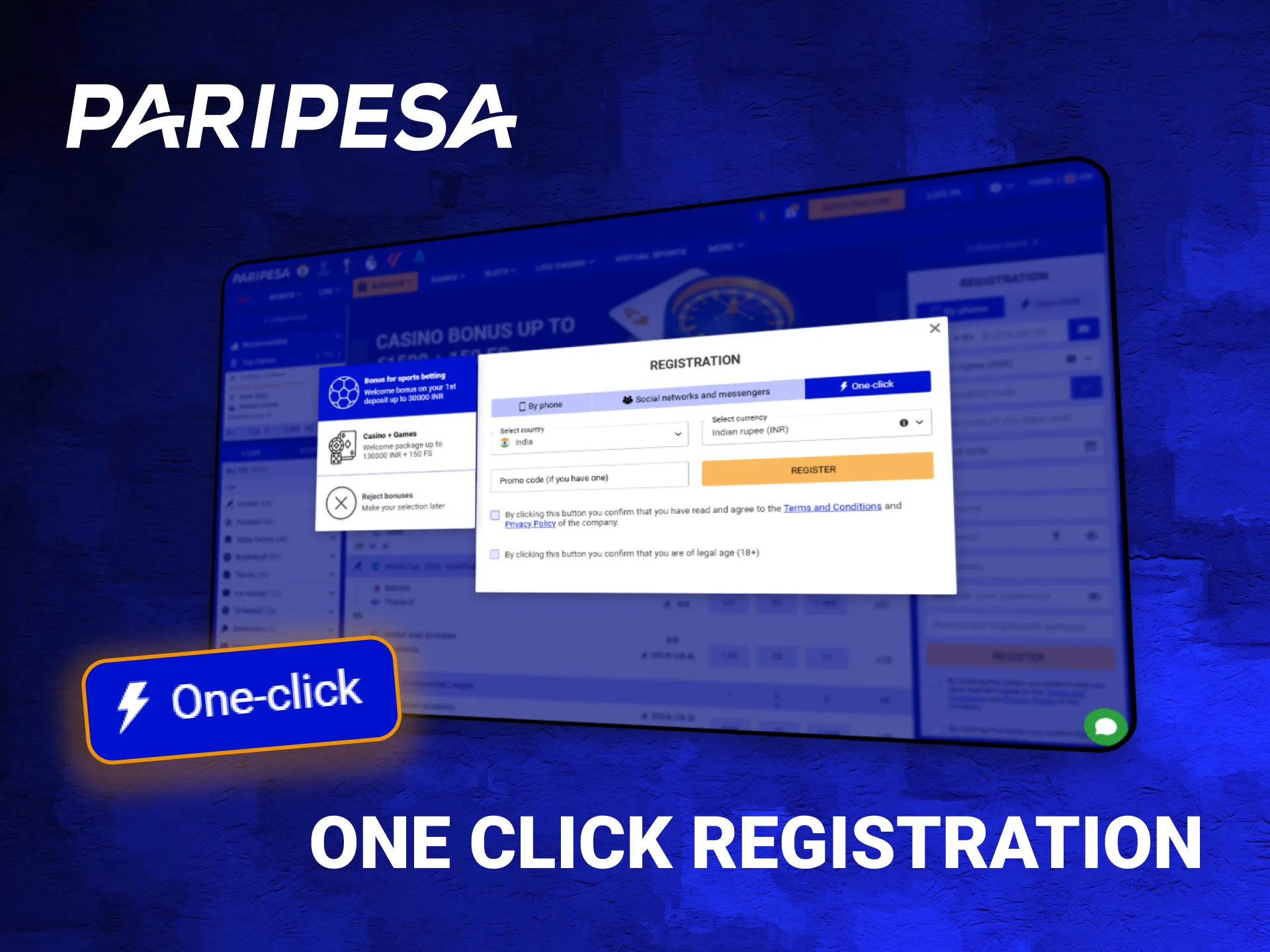 Signing up for PariPesa with One-Click Registration.