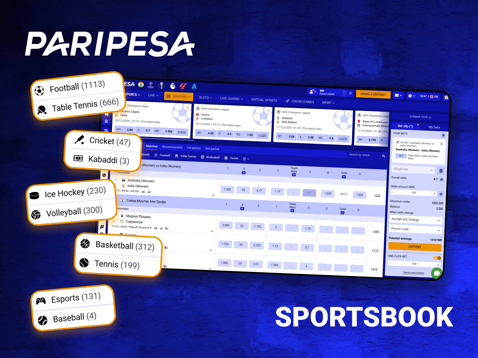 The PariPesa betting platform offers a wide range of sports for wagering.