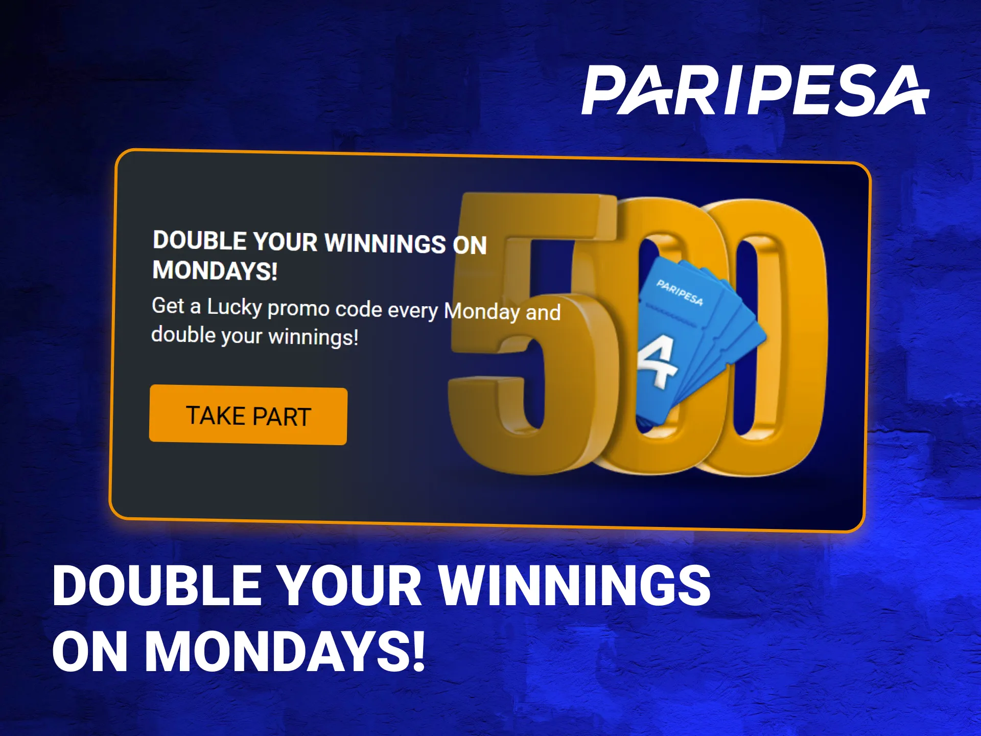 On Mondays PariPesa players have the opportunity to double their earnings.