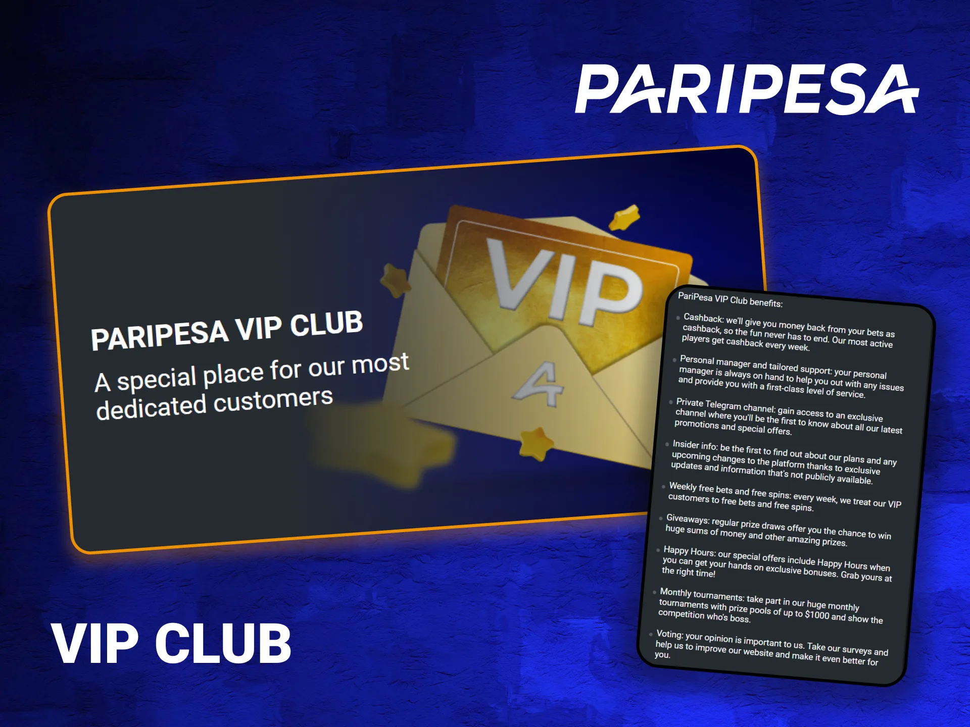 PariPesa VIP Club is tailored for the most committed and engaged clients.